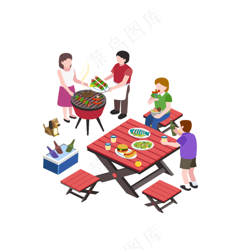 免抠家庭聚会的卡通人物