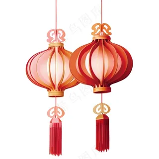 红灯笼新年春节节日卡通插画免抠
