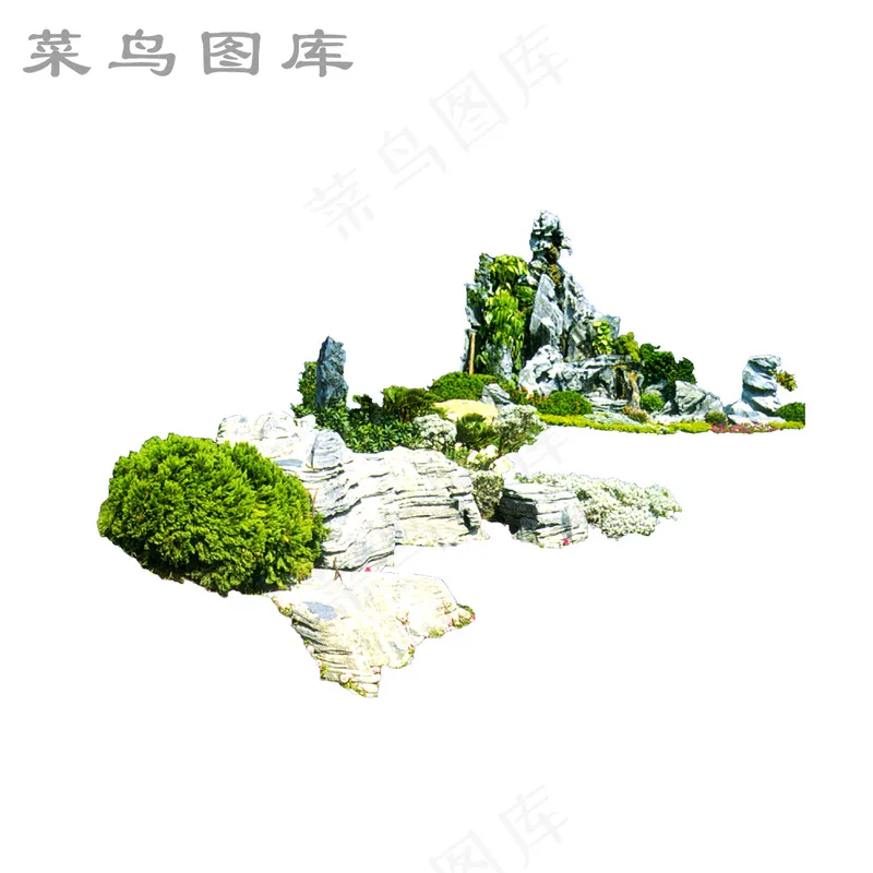 石头、绿植psd模版下载
