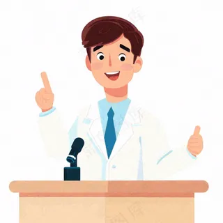 医生讲座讲话医疗人物卡通插画免抠