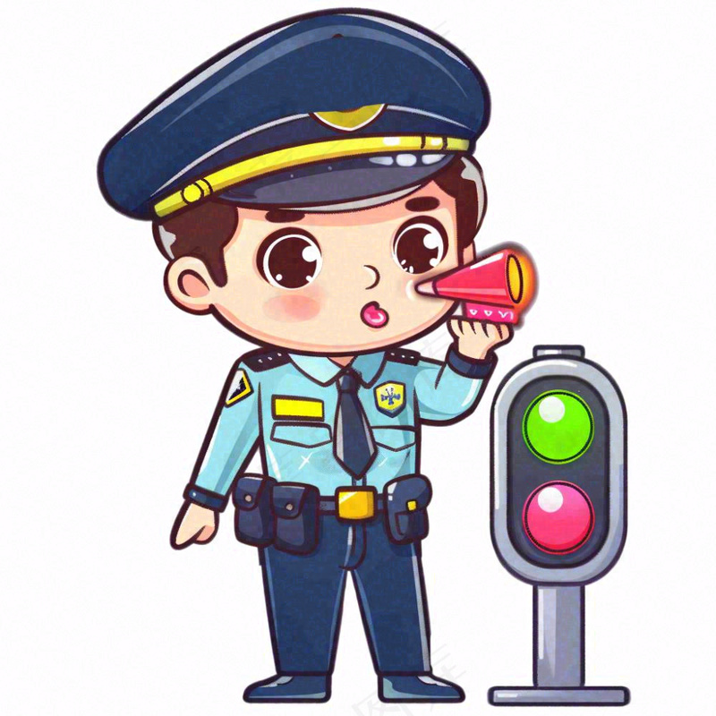 交警警察红绿灯公职劳动人物插画免抠(1024x1024)