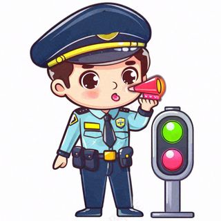 交警警察红绿灯公职劳动人物插画免抠