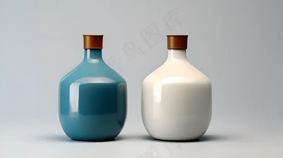 灰色背景的两个化妆品瓶子 灰色背景的两个化妆品瓶子