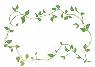 绿叶花环卡通边框免抠