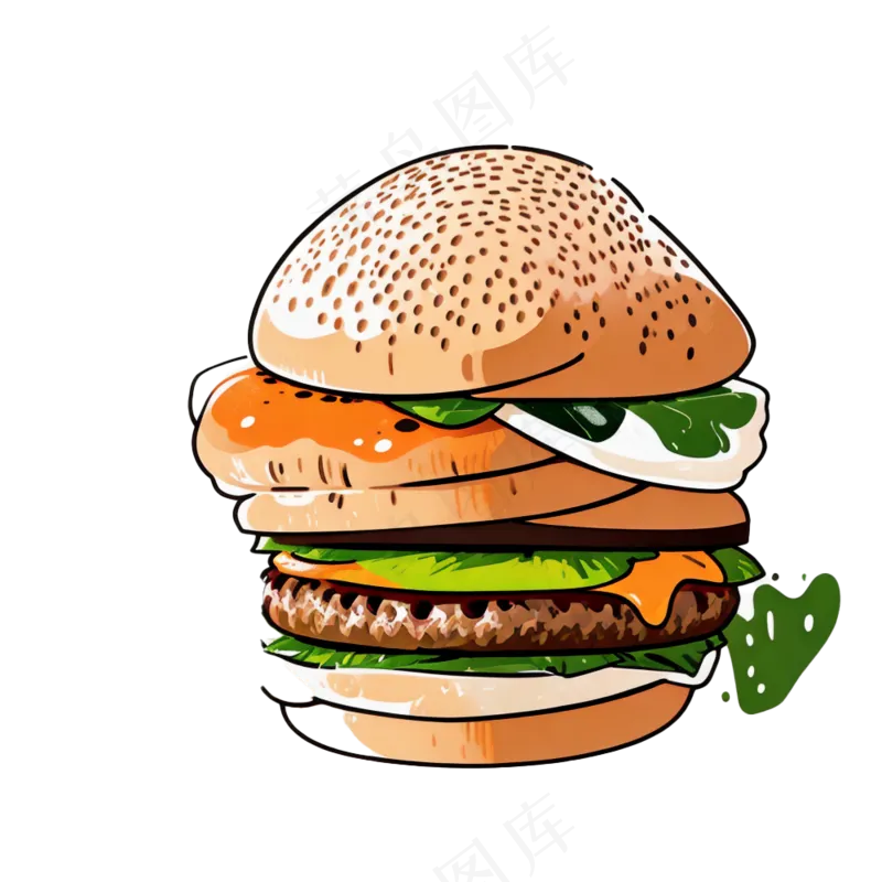 汉堡多层简约插画清新可爱食物