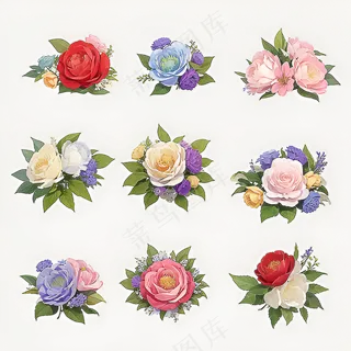 红色黄色粉色玫瑰花免抠素材154