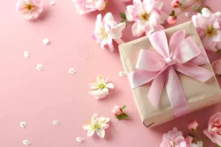 粉色鲜花礼物礼盒妇女节女神节摄影图