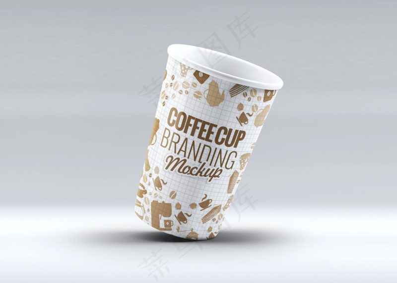 单色背景简约塑料咖啡杯样机26