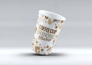 单色背景简约塑料咖啡杯样机26