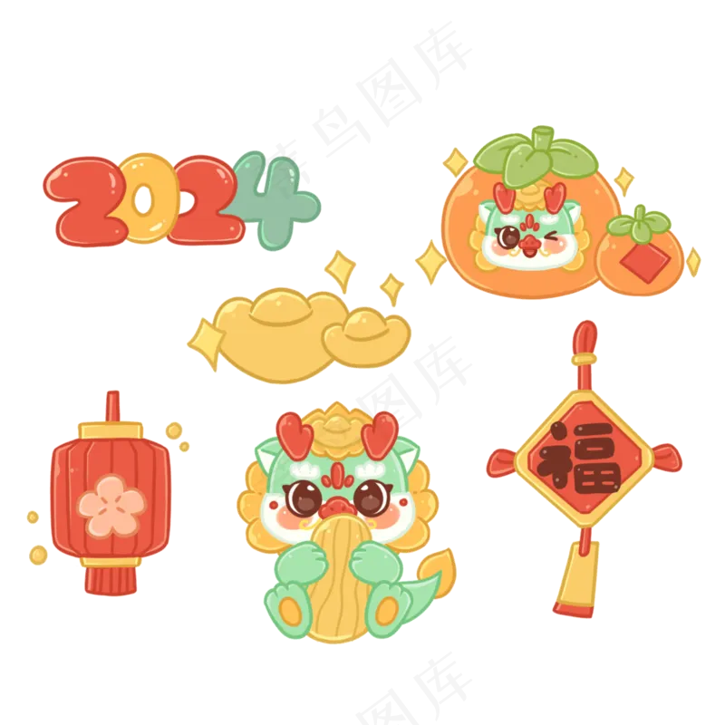 龙年国潮贴纸62psd 源文件 设计 免扣素材psd模版下载