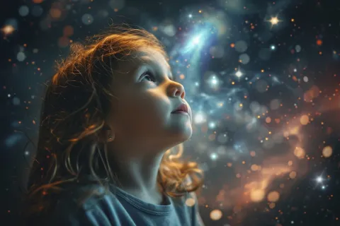 小女孩 仰望 星空  科幻 