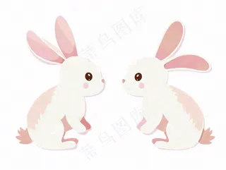 小白兔动物卡通插画免抠