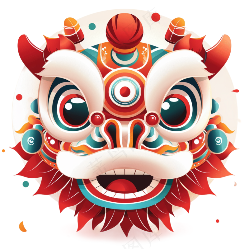 春节活动海报红色醒狮元素4