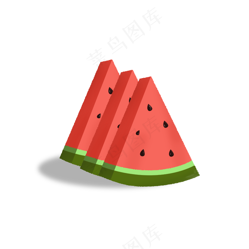 红色西瓜多片夏天素材