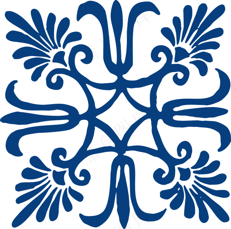 古代青花瓷图案花纹中国风图案祥云纹理传统图腾PNG免扣素材