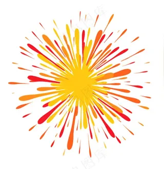 烟花绽放的烟花爆竹新年节日卡通插画免抠