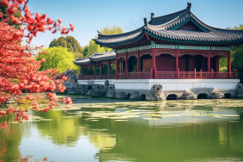 中国园林凉亭建筑摄影图