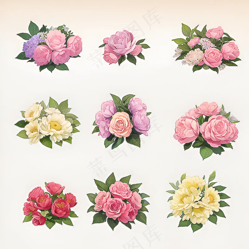 红色黄色粉色玫瑰花免抠素材165