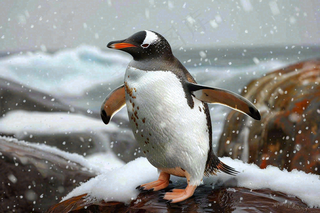 冰雪天地的企鹅寒冷动物摄影图
