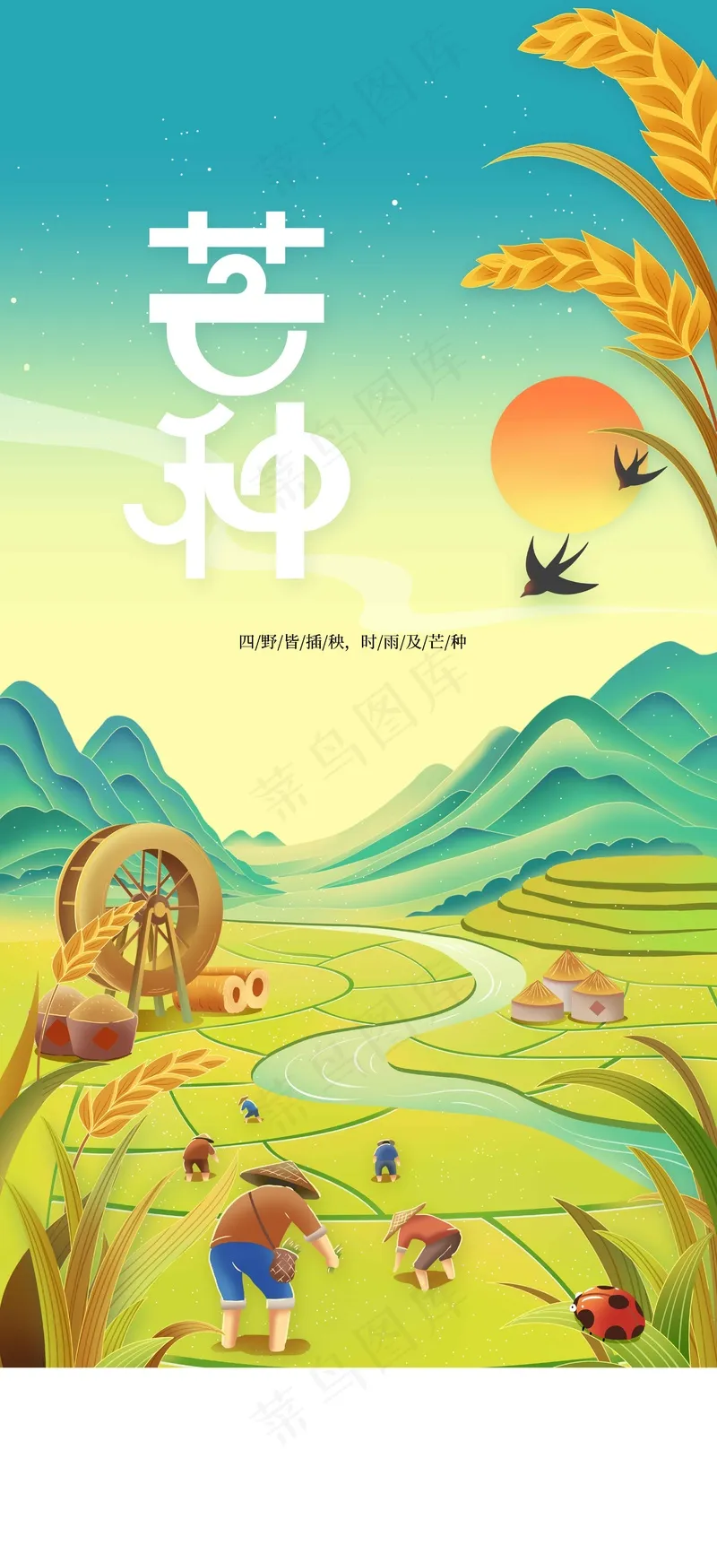 芒种节气传统海报psd模版下载