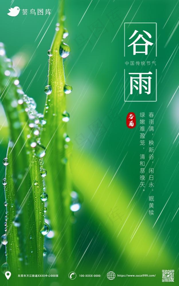 谷雨梅雨嫩芽节气海报(1000x1598)psd模版下载