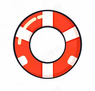 游泳圈救生圈卡通插画免抠