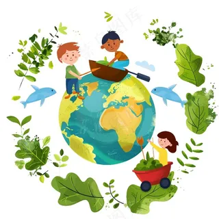 世界地球保护环境绿色卡通插画免抠