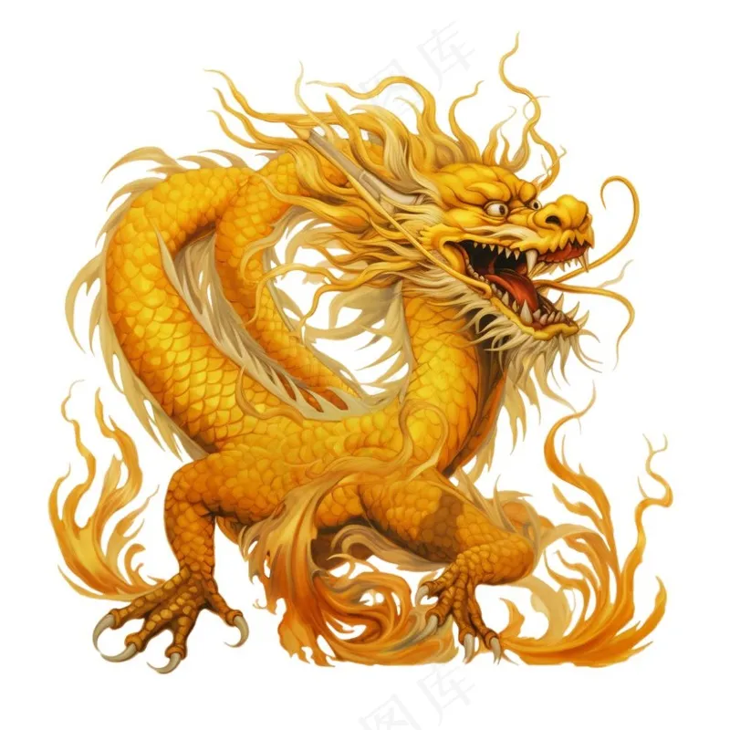 龙金色的龙卡通插画免抠(1024x1024)