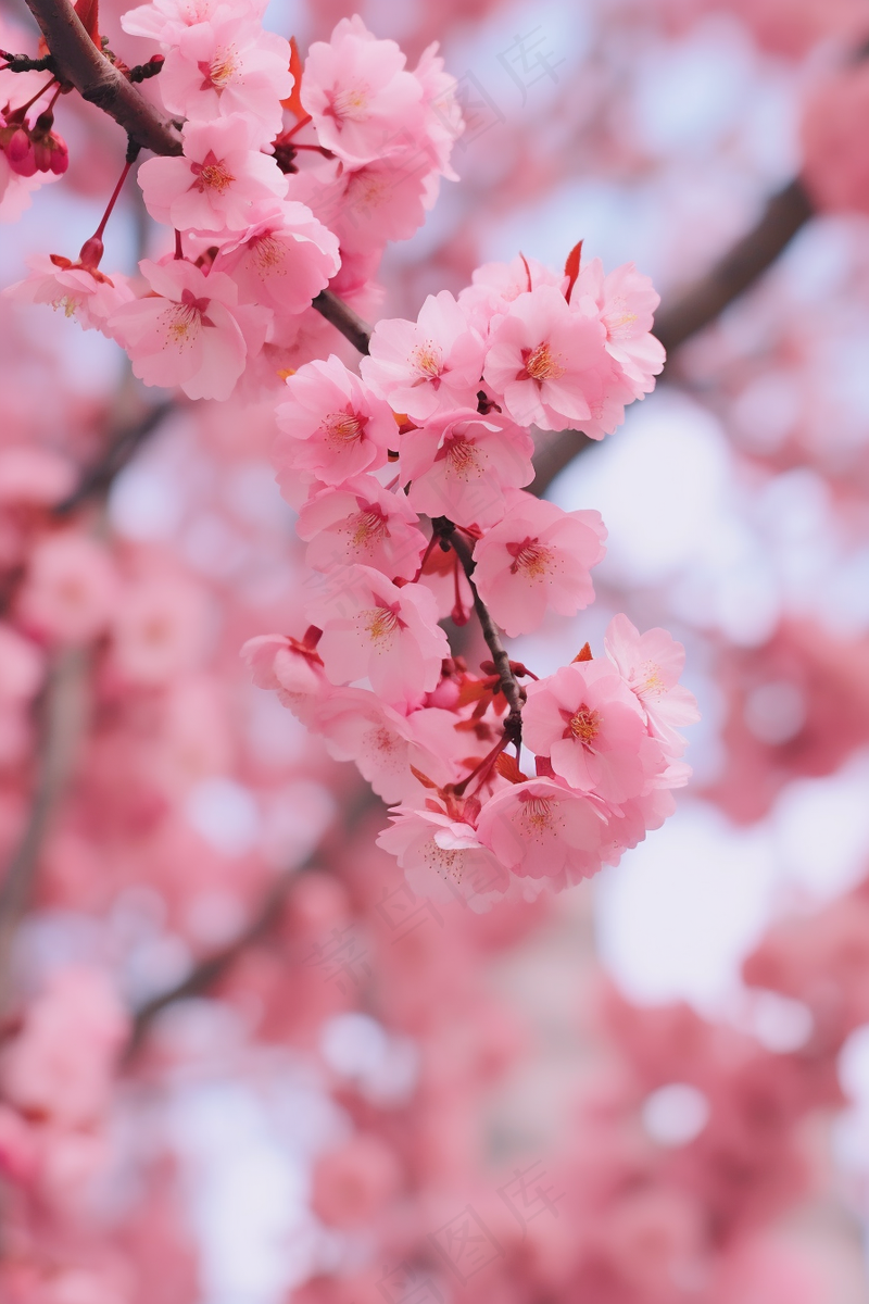 春天樱花粉色花朵海棠花摄影图(2688x4032)
