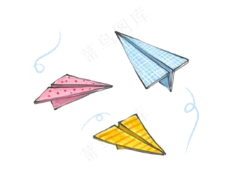 卡通手绘箭头纸飞机PNG免抠元素图片海报背景儿童装饰漂浮