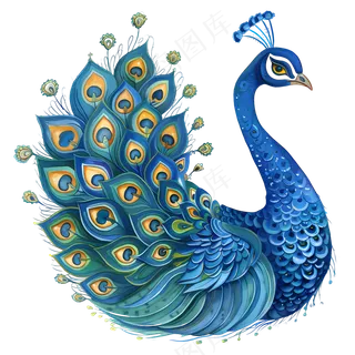 免扣一只蓝色的孔雀