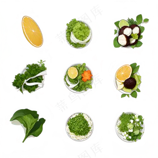 绿色手绘水果养生菜免抠素材98