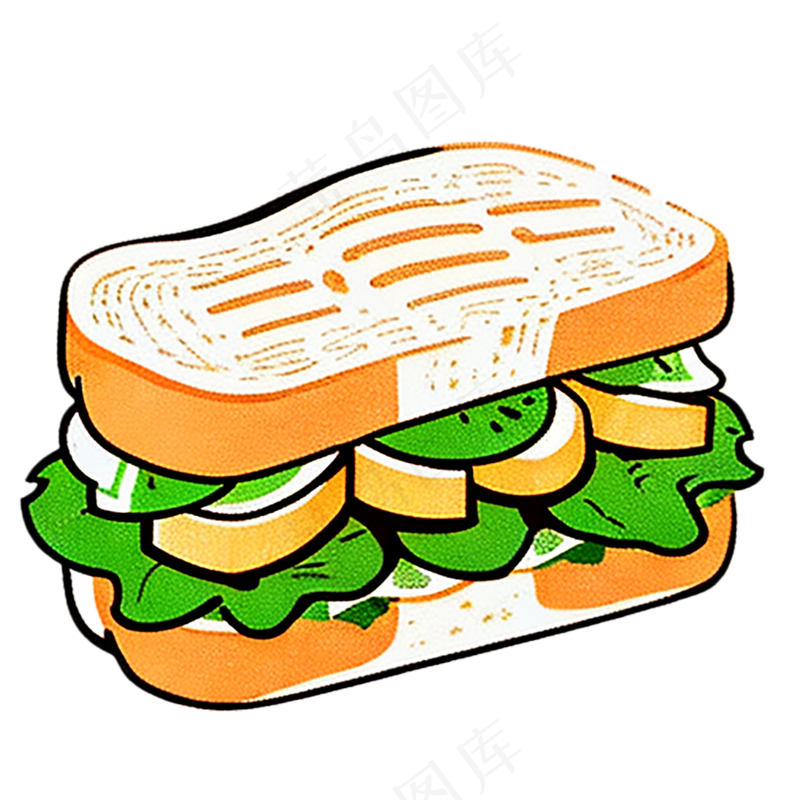 三明治西餐早点简笔画简约食物
