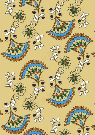 土黄色系 传统复古花纹