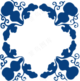 古代青花瓷图案花纹中国风图案祥云纹理传统图腾PNG免扣素材