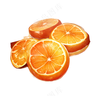 橙色 手绘 橙子 免抠 素材26