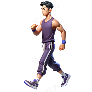 竞走比赛的男子运动员 3D卡通