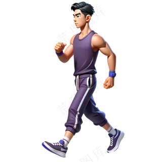 竞走比赛的男子运动员 3D卡通