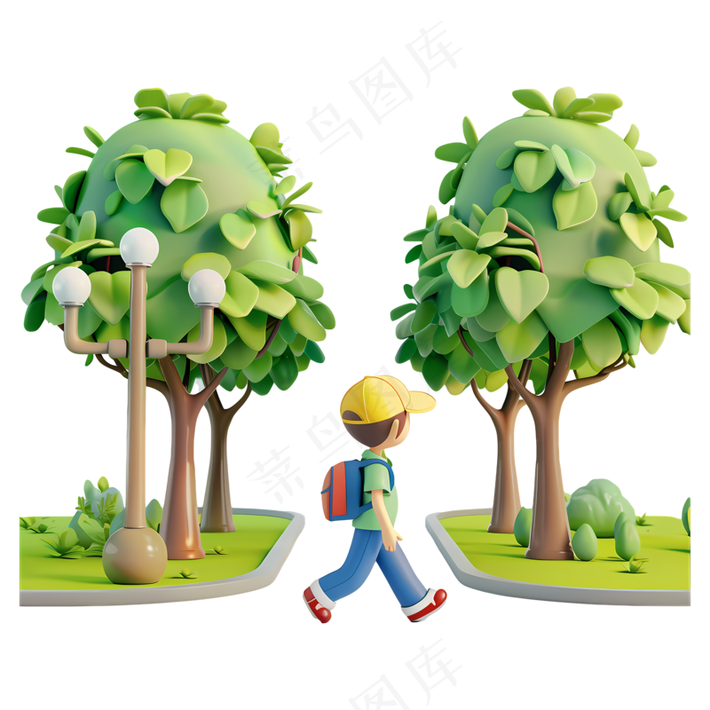 免抠卡通3d绿色场景