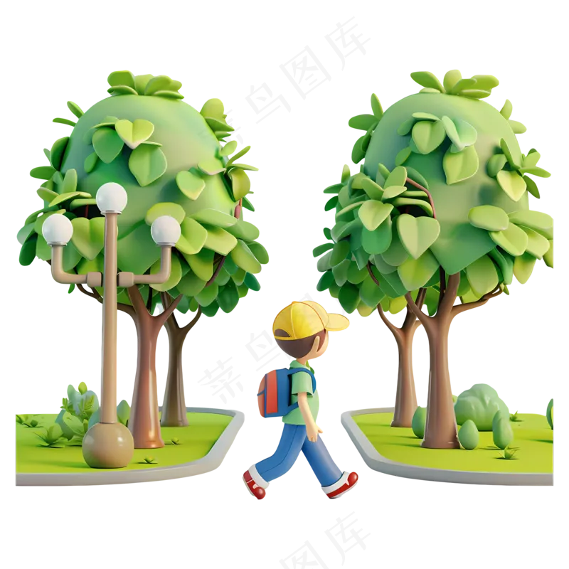 免抠卡通3d绿色场景
