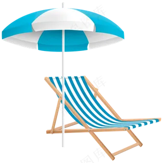 免抠蓝色条纹躺椅