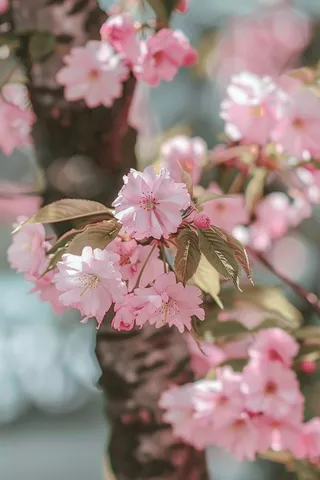 春日樱花花朵摄影图