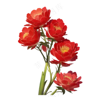 红色海棠花写实手绘练习作品2