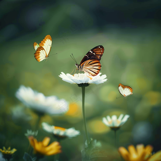 蝴蝶春天花丛蝶恋花摄影图