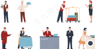 酒店 餐厅服务人员矢量源文件