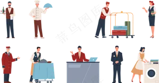 酒店 餐厅服务人员矢量源文件