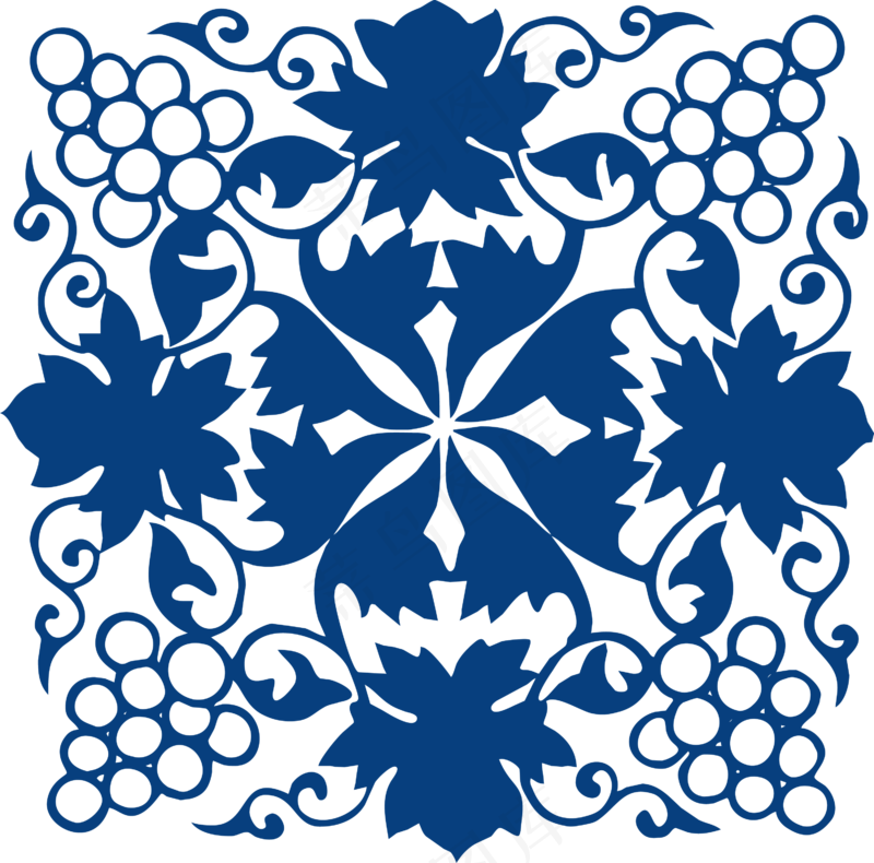 古代青花瓷图案花纹中国风图案祥云纹理传统图腾PNG免扣素材
