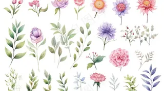 花朵鲜花花花苏水彩插画免抠