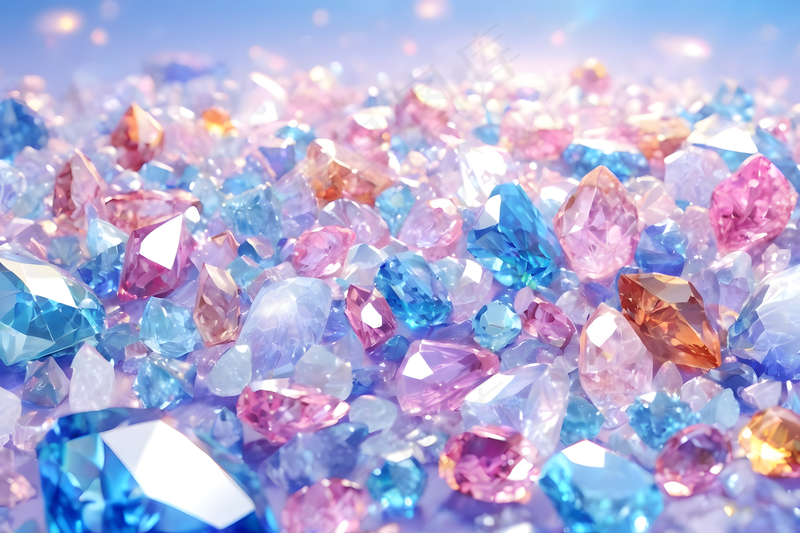 阳光下璀璨宝石水晶背景图片