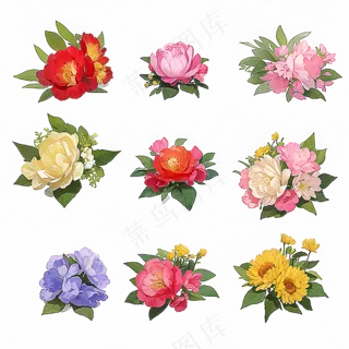 红色黄色粉色玫瑰花免抠素材31